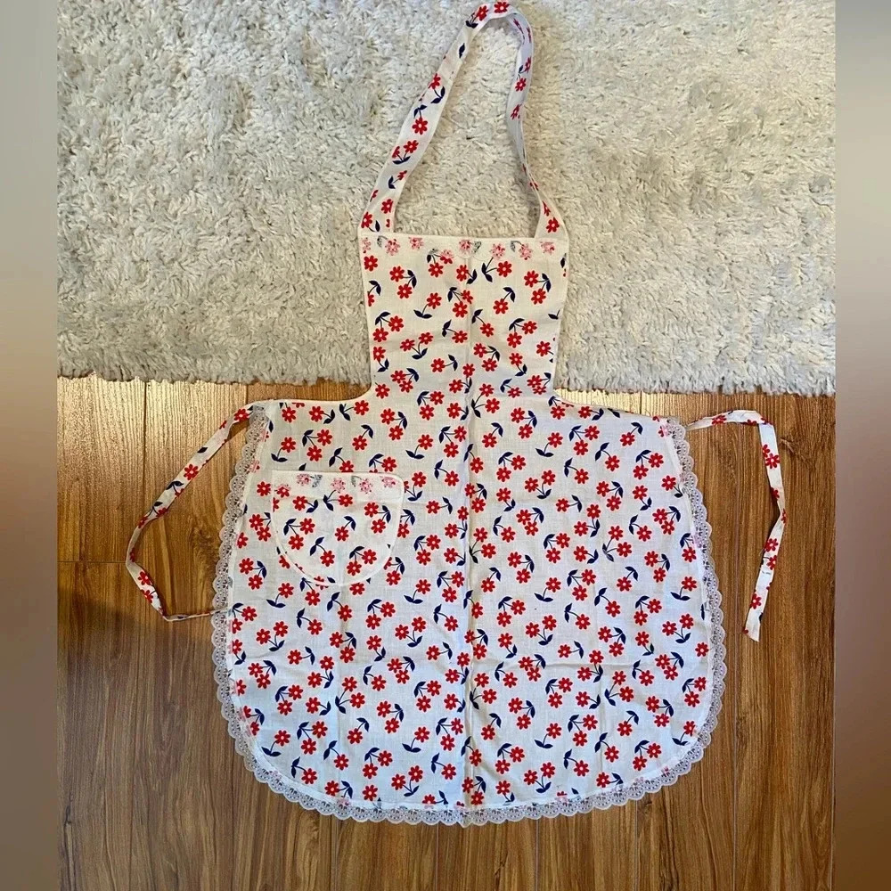 Handmade floral and lace apron